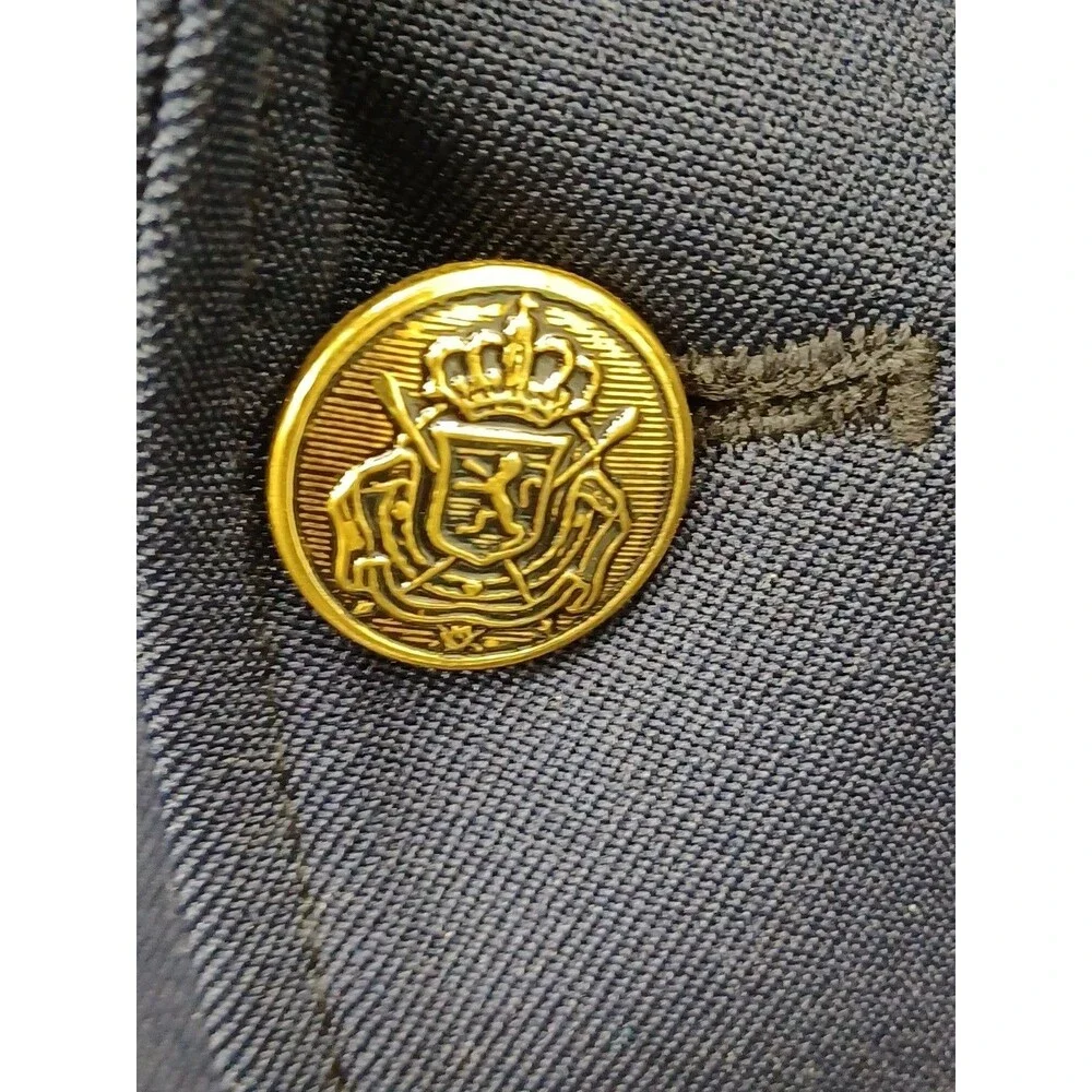 Vtg Haggar Mens Blazer Jacket Sz 42 Washable Blue 2 Gold Buttons